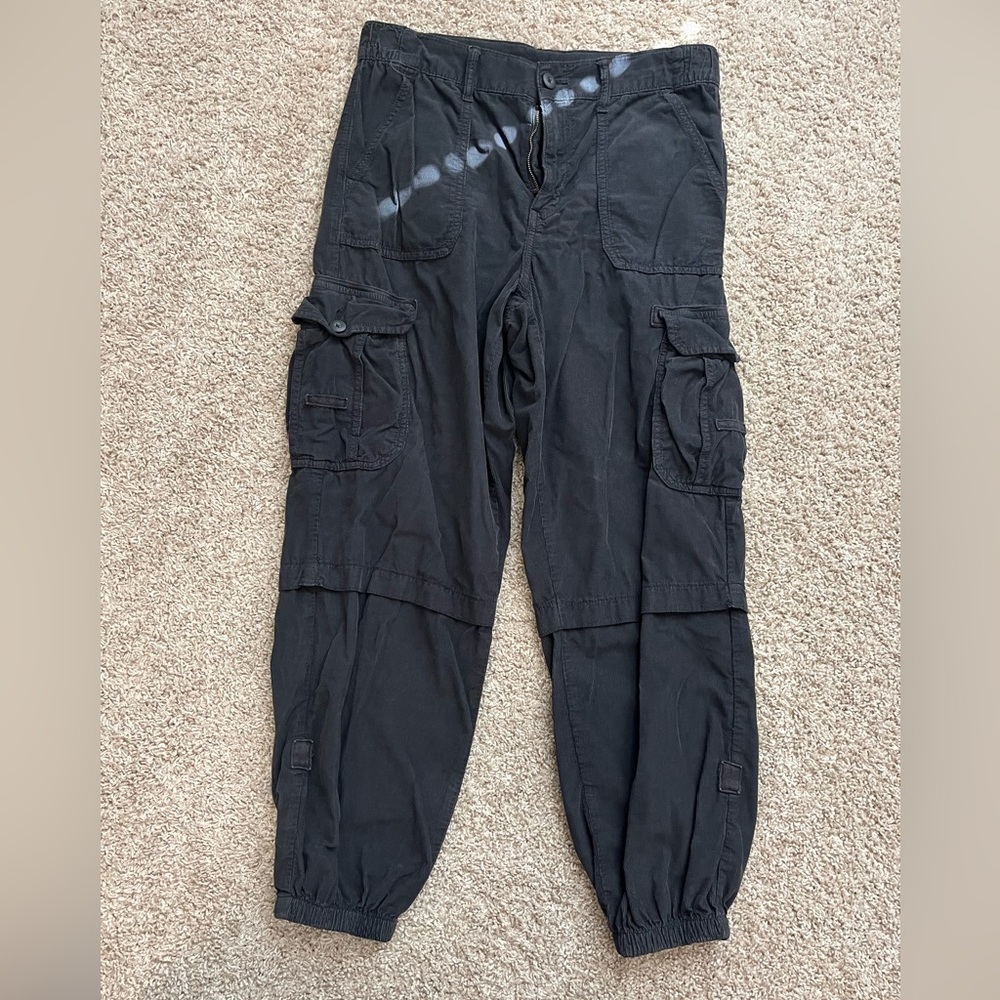 American Eagle Super High-Waisted Baggy Corduroy Cargo Jogger Black Size 8